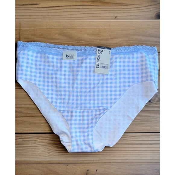 Hipster Lace Trim Panty Blue Gingham Plaid XXXL - Picture 2 of 16